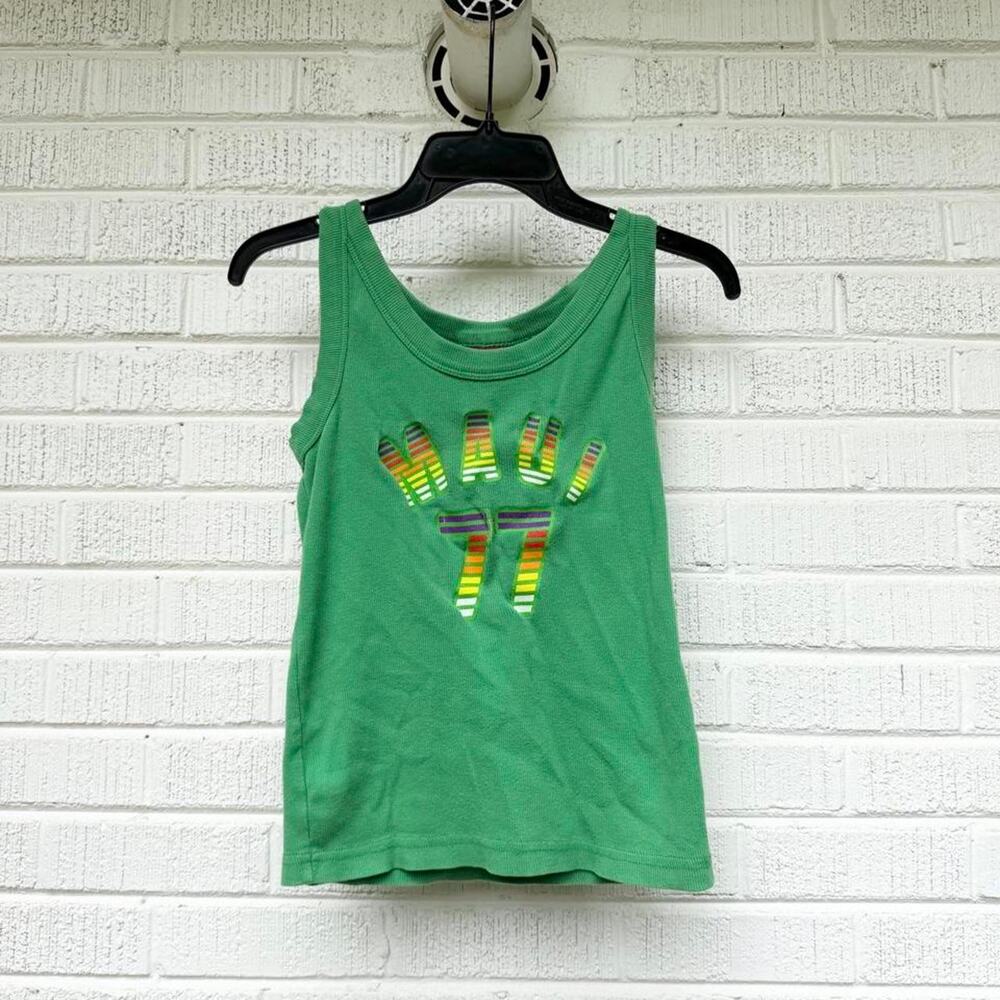 Vintage Y2K Mossimo Green Ribbed Maui 77 Graphic Tank Top